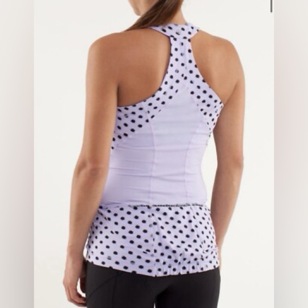 EUC Lululemon Velo Vixen High Neck Tank High Noon Lilac Black Dot 6 - Picture 4 of 8